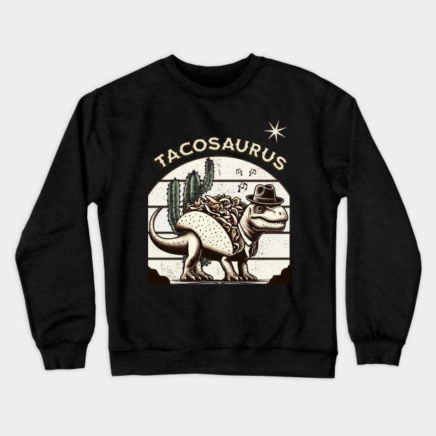 Vintage Tacosaurus Crewneck Sweatshirt by mieeewoArt